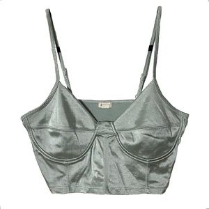 Garage Satin Mint Green Crop Top